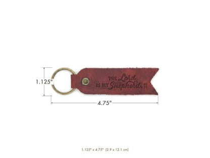 Leather Keychain, Christian Gifts for Men and Women, Full Grain Cowhide Debossed Bible Verse Flat Key Fob - color: Pentecost Red