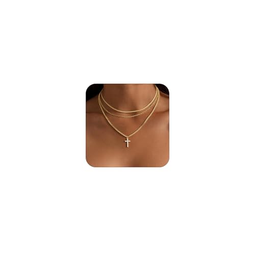 VIROMY Gold Cross Necklace for Women - Dainty Diamond Cross Pendant Necklaces Non Tarnish Waterproof Necklace Simple Choker Minimalist Jewelry - style: H-Cross-Gold