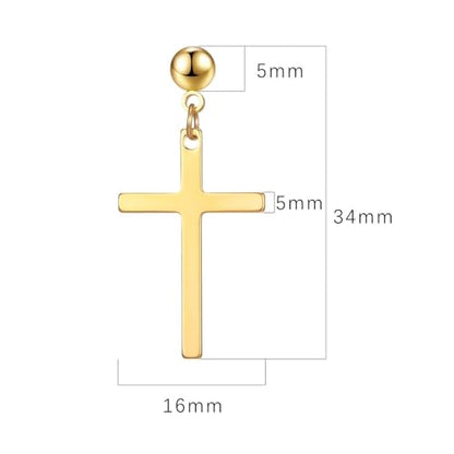 MALOYANVE Stainless Steel Cross Earrings for Men Women Personalized Hypoallergenic Minimalist Black Silver Faith Hanging Crosses Fashion Hope Love Godliness Dangling Drop Earring Jewelry Gifts - color: Gold Cross Stud