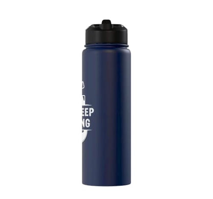 Just Keep Filming Film Industry Video Filmmaker Filming Stainless Steel Insulated Water Bottle - color: Navy Blue