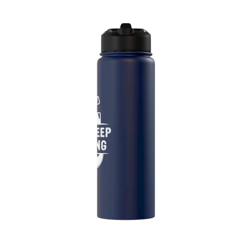 Just Keep Filming Film Industry Video Filmmaker Filming Stainless Steel Insulated Water Bottle - color: Navy Blue