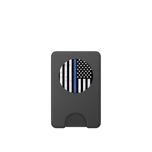 Thin Blue Line US Flag Police Officer Law Enforcement Gift PopSockets PopWallet for MagSafe - style: Magnetic PopWallet
