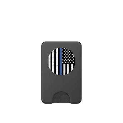 Thin Blue Line US Flag Police Officer Law Enforcement Gift PopSockets PopWallet for MagSafe - style: Magnetic PopWallet