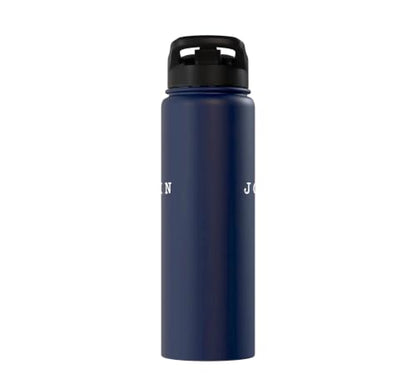 John 3:16 Bible Verse Christian Cross Front, Back Print Stainless Steel Insulated Water Bottle - color: Navy Blue