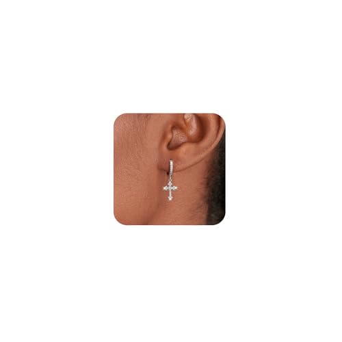 Gold/Silver Earrings Hoop Cross Dangle Earring Jewelry Gifts - style: Cross Zircon-SL-E0801