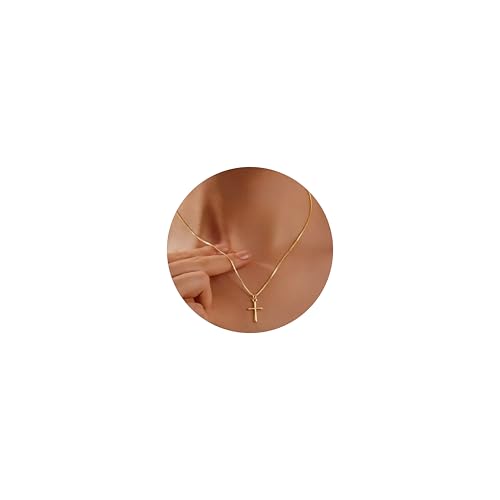 ORAZIO Cross Necklace for Women, Sterling Silver Cross Pendant - color: Gold Plated-Box-Medium
