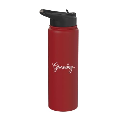 Grandparent Grammy Script Heart, Grandma From Stainless Steel Insulated Water Bottle - color: Red