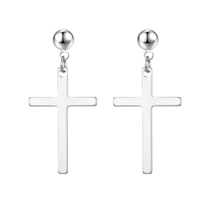 MALOYANVE Stainless Steel Cross Earrings for Men Women Personalized Hypoallergenic Minimalist Black Silver Faith Hanging Crosses Fashion Hope Love Godliness Dangling Drop Earring Jewelry Gifts - color: Silver Cross Stud