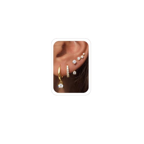 Small 4Pcs 14K Gold Huggie Hoop Earrings Sets for Women Non Tarnish - style: Gold&Style11