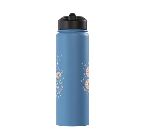 Fe Esperanza Amor Floral Christian Spanish Faith Cristianos Stainless Steel Insulated Water Bottle - color: Light Blue