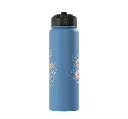 Fe Esperanza Amor Floral Christian Spanish Faith Cristianos Stainless Steel Insulated Water Bottle - color: Light Blue