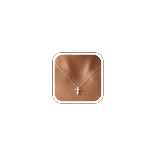 925 Sterling Silver Cross Necklace for Women,Silver Cross Chain Necklace - color: Silver-24