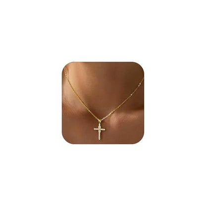 18K Gold Plated Cross Necklace for Women Trendy - color: Cross & Infinity