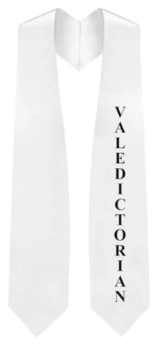 CLERKMANS Valedictorian,Salutatorian&Honor Graduation Stole 2 Colors Length & Width Fits All BodyTypes Premium Quality Stoles - color: White, style: Valedictorian