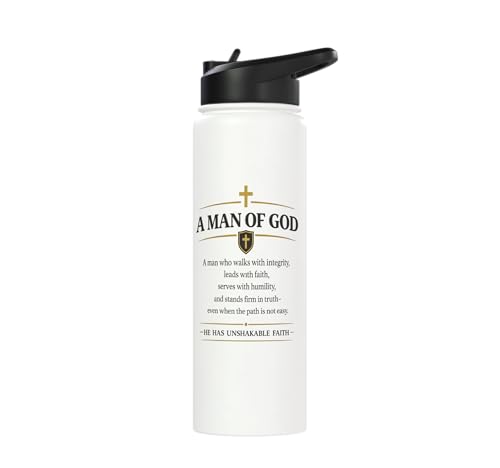 Men's Christian Man Of God Jesus Christ Faith Based Gifts Stainless Steel Insulated Water Bottle