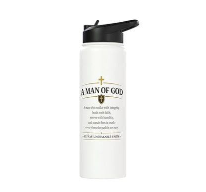Men's Christian Man Of God Jesus Christ Faith Based Gifts Stainless Steel Insulated Water Bottle