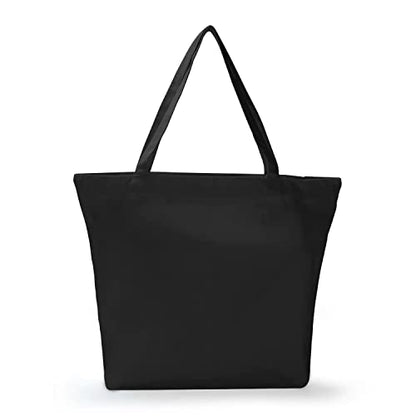 Tote Bag, 17.75x13.75in, 1pcs Black Canvas, Zippered, Reusable, Unisex, All Ages - color: 1pcs Black, size: 17.75"x13.75"