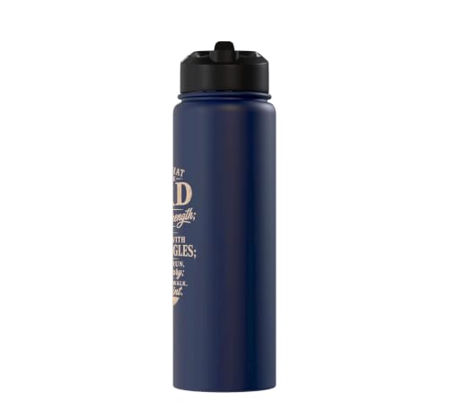 Wings As Eagles Isaiah 40 31 Christian Scripture Gifts Stainless Steel Insulated Water Bottle - color: Navy Blue