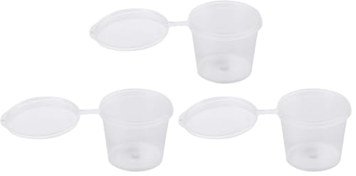 Brightalk [1 oz. - 100 Sets Disposable Plastic Portion Cups With Lids, Stackable Airtight Dressing Container To Go, Jello Shot, Souffle, and Sauce Cups (Pack of 3) - size: 1 oz. - 100 Sets (Pack of 3)