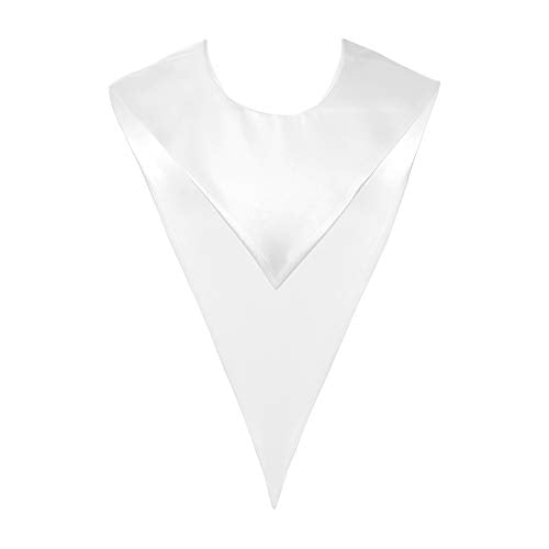 Premium Choir V Stole - Solid Color - Satin - Unisex - color: White