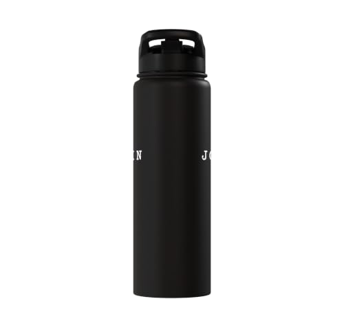 John 3:16 Bible Verse Christian Cross Front, Back Print Stainless Steel Insulated Water Bottle - color: Black