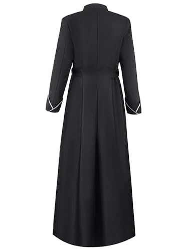 Womens Medieval Anglican Clergy Robe Cassock Priest Coat Pulpit Robe for Church Minister Altar Server Vestments - color: Black, size: Small