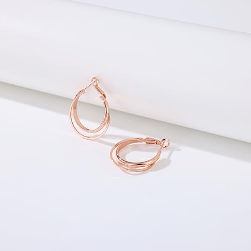 Gacimy Criss Cross Hoop Earrings for Women, 14K Gold Plated Hoops - color: Rose Gold, size: 25mm