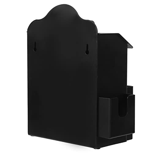 MyGift Suggestion Box with Slot and Lock, Donation Box for Fundraising, Complaint Case with Paper Sheet and Pen Holder Slots,Wall Mounted or Tabletop, Black Metal - color: Black