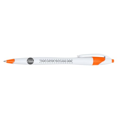 DISCOUNT PROMOS Personalized Ballpoint Pens, Bulk Packs of 4 to 5000 Pieces, Black Ink, Slim & Curvy Design, Retractable, Ideal for Office, Corporate Merchandise, Tradeshows - Orange - color: - Custom - Orange, size: Pack of 1 (Count options: 4–5,000)