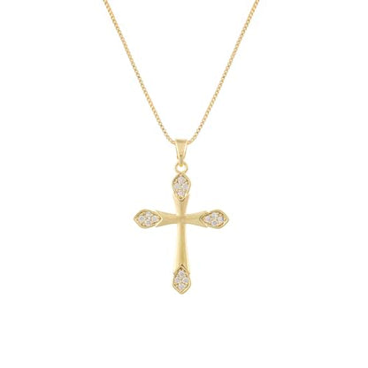 Gold Cross Necklace for Women, 14K Gold Plated - style: Zircon-accented cross