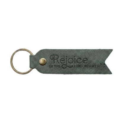 Leather Keychain, Christian Gifts for Men and Women, Full Grain Cowhide Debossed Bible Verse Flat Key Fob - color: Eden Green