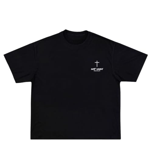 SAINT KAIZEN Men’s Shirts for Extra Softness - 220G Cotton Oversized - color: Isaiah - Black, size: X-Small