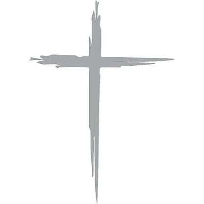 Cross Hand Drawn y3148 Vinyl Sticker Decals (Pack of 2) for Car Bumper Window Laptop Tablet Phone (5.8 inch x 8 inch,Silver) - color: Silver, size: 5.8 inch x 8 inch