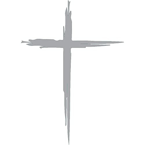 Cross Hand Drawn y3148 Vinyl Sticker Decals (Pack of 2) for Car Bumper Window Laptop Tablet Phone (5.8 inch x 8 inch,Silver) - color: Silver, size: 5.8 inch x 8 inch