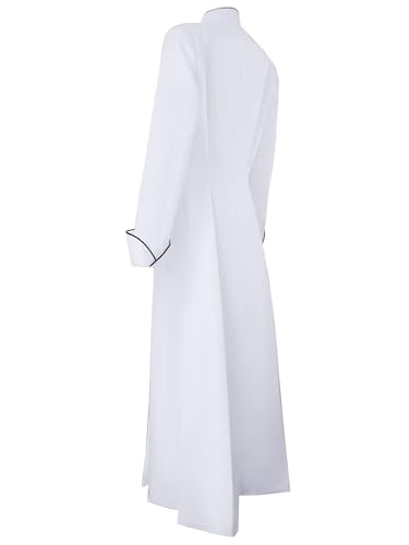 Womens Medieval Anglican Clergy Robe Cassock Priest Coat Pulpit Robe for Church Minister Altar Server Vestments - color: White, size: XX-Large