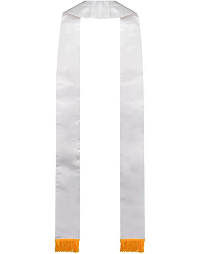 IvyRobes Unisex-adult's Satin Clergy Stole with Embroidery Cross 90"-4 Colors Available - color: White