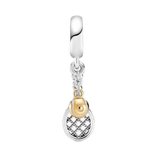 Sport Religious Charm 925 Sterling Silver Pendant,Jewelry Beads Gifts for Women Bracelet&Necklace - color: Tennis rackets and tennis balls