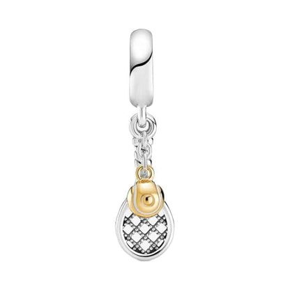 Sport Religious Charm 925 Sterling Silver Pendant,Jewelry Beads Gifts for Women Bracelet&Necklace - color: Tennis rackets and tennis balls
