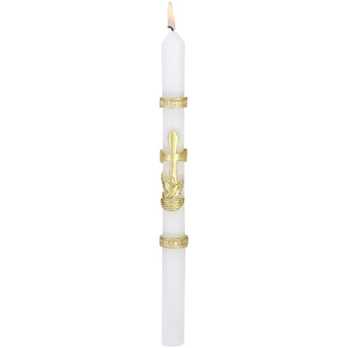 Baptism Candle for Boys Girls - Baptismal Candles Catholic for Baptism - Velas para Bautizo de Niño - Velas de Bautizo - color: Gold