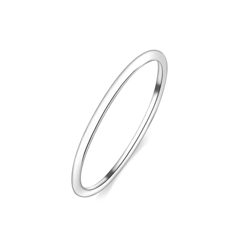 Helonley Birthstone Stack Rings for Women: 925 Sterling Silver Stacked Ring - color: Simple Plain Ring