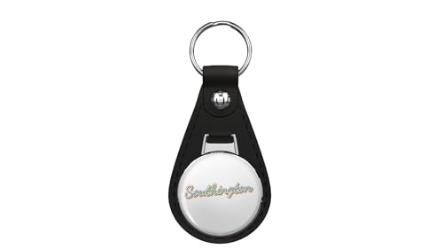 Southington College Town Script 1 Black Leather Key Chain Keychain