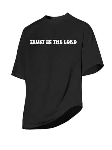 Christian Faith Over Fear Shirt for Men Jesus Religious Shirts Oversized T-Shirt - color: Trust Black, size: Medium