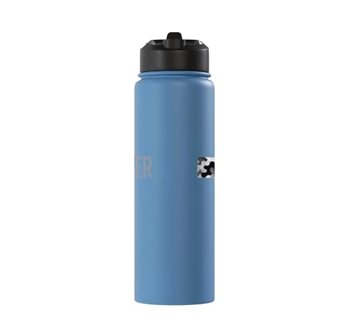 Faith Over Fear Christian Camo Cross Religious Bible Verse Stainless Steel Insulated Water Bottle - color: Light Blue