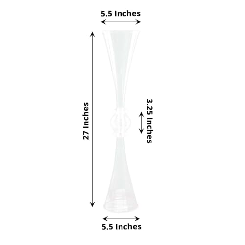 Efavormart 2 Pack | 27" Clear Crystal Embellishment Trumpet Table Centerpiece, Reversible Plastic Flower Vase - color: Clear, size: 27"
