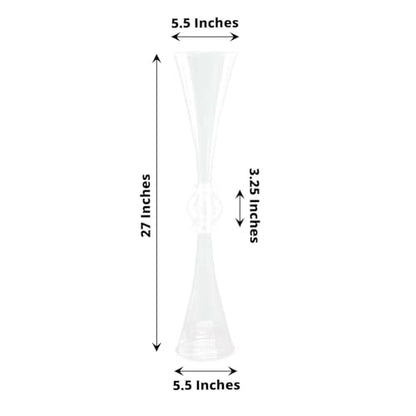 Efavormart 2 Pack | 27" Clear Crystal Embellishment Trumpet Table Centerpiece, Reversible Plastic Flower Vase - color: Clear, size: 27"