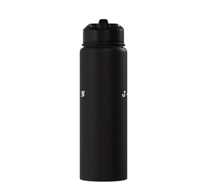 John 3:16 Bible Verse Christian Cross Front, Back Print Stainless Steel Insulated Water Bottle - color: Black