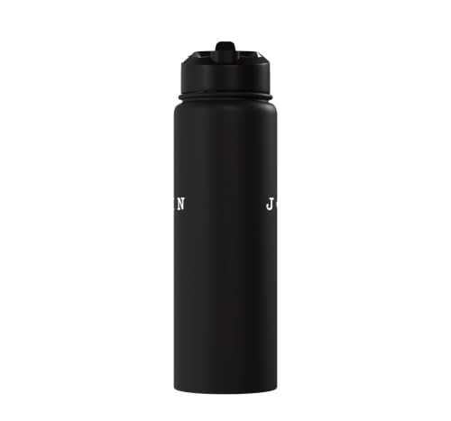 John 3:16 Bible Verse Christian Cross Front, Back Print Stainless Steel Insulated Water Bottle - color: Black