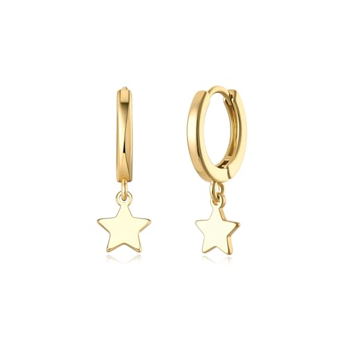 Earrings for Women 14K Gold Plated Huggie Hoop Dangle - color: 01. Star