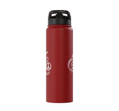 fancy Italic script Initial Letter A minimalist peace symbol Stainless Steel Insulated Water Bottle - color: Red
