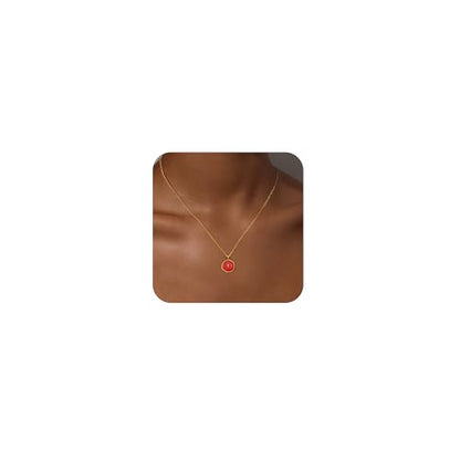 Robaice Cross Necklace for Women, Dainty 14K Gold Plated Cross Necklace - style: disc cross red